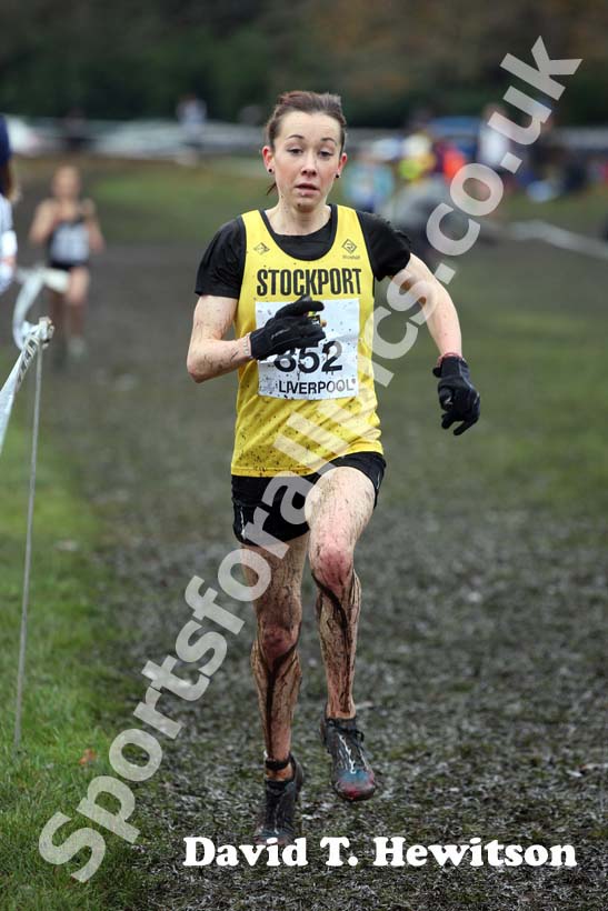 Jessica Coulson onher way to winning the under-23 women 2012 McCain Liverpool Cross Challenge.